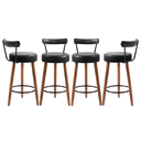 Ver imagem 1 de Kit 4 Banquetas Altas 80 Cm Estofada Corino Preto com Encosto Retrô P/ Cozinha Área Gourmet Bancada