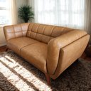 Ver imagem 2 de Sofá 2 Lugares Peônia Living Courino Caramelo Base em Madeira Larbelle Móveis