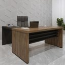Ver imagem 1 de Conjunto Escritório Home Office 2 Peças com Mesa Tamburato Mesa de Apoio Charuto e Preto Artany