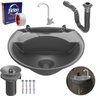 Pia Lavatório 4l Cinza + Sifão Sanfonado Universal + Torneira Branca+ Veda Rosca - 1