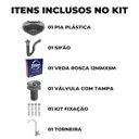 Ver imagem 2 de Pia Lavatório 4l Cinza + Sifão Sanfonado Universal + Torneira Branca+ Veda Rosca