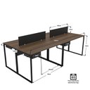 Ver imagem 3 de Escrivaninha Mesa Escritório com 2 Gavetas 4 Lugares 240cm Industrial Nogal e Preto Marrom