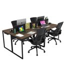 Ver imagem 6 de Escrivaninha Mesa Escritório com 2 Gavetas 4 Lugares 240cm Industrial Nogal e Preto Marrom