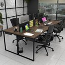 Ver imagem 7 de Escrivaninha Mesa Escritório com 2 Gavetas 4 Lugares 240cm Industrial Nogal E Preto