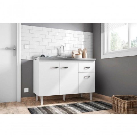 Balcão Gabinete De Pia Gabriela 120Cm Branco S/Tampo