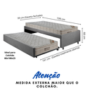 Ver imagem 2 de Bicama Box Solteiro Suede Cinza 88x188 com Dois Colchões Airtech Molas Ensacadas Ortobom