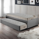 Ver imagem 3 de Bicama Box Solteiro Suede Cinza 88x188 com Dois Colchões Airtech Molas Ensacadas Ortobom