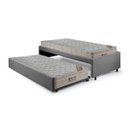 Ver imagem 1 de Bicama Box Solteiro Suede Cinza 88x188 com Dois Colchões Airtech Molas Ensacadas Ortobom