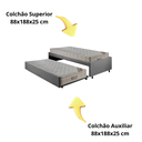 Ver imagem 7 de Bicama Box Solteiro Suede Cinza 88x188 com Dois Colchões Airtech Molas Ensacadas Ortobom