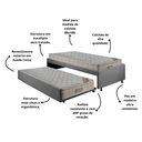 Ver imagem 5 de Bicama Box Solteiro Suede Cinza 88x188 com Dois Colchões Airtech Molas Ensacadas Ortobom