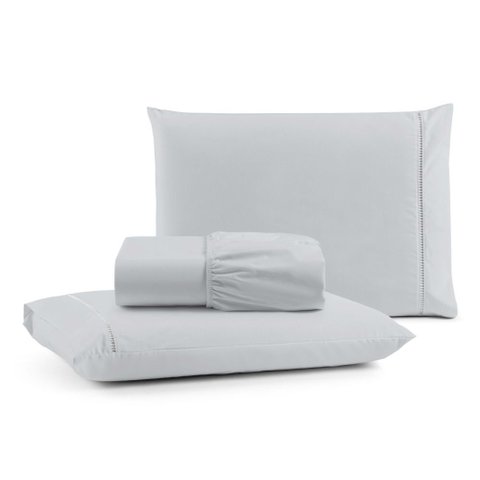 Jogo de Lençol Casal Mirante 100% Algodão 3 Peças - Cinza Casa Show Enxovais