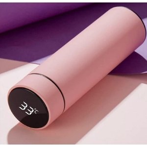 Garrafa Termica Squeeze com Display Aço Inox 500ml Agua Café Cor Garrafa Termica Rosa