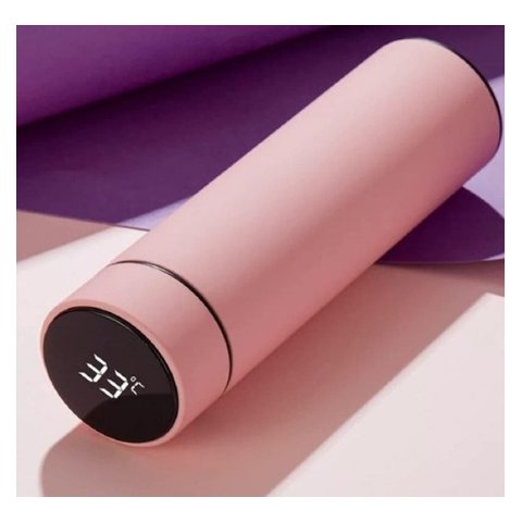 Garrafa Termica Squeeze com Display Aço Inox 500ml Agua Café Cor Garrafa Termica Rosa