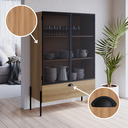 Ver imagem 5 de Cristaleira Industrial Retrô 2 Portas 1 Gaveta Madeira/Aço 93cm York