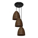 Ver imagem 1 de Lustre Pendente Triplo De Junco Sintético Modelo Sino ideal Sala Quarto Cozinha Mesa de Jantar  Avel