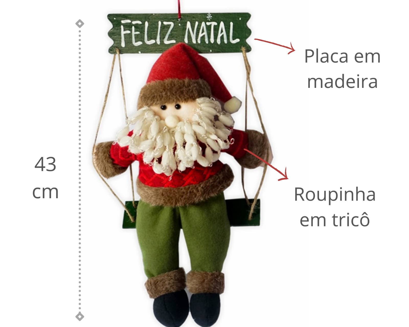 Boneco Papai Noel Pelúcia Enfeite Natal Decoração Porta - 2