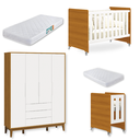 Ver imagem 2 de Quarto de Bebê Berço Evolution + Guarda Roupa Infantil 4P e 3g Branco Savana Classic 02 Colchões