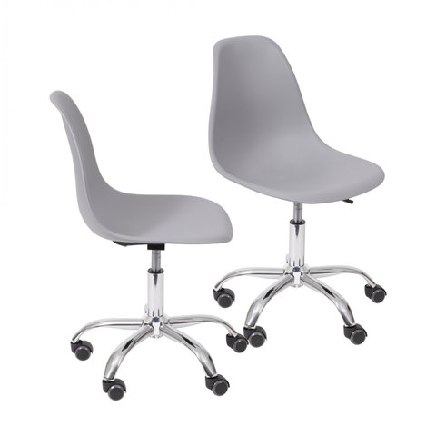 Kit 2 Cadeiras Escritório Eames Giratória com Rodízio Dkr