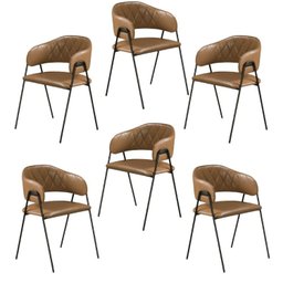 Conjunto 6 Cadeiras Jantar Base Metal Retro - 6