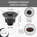 Ver imagem 5 de Valvula Pia Cozinha Preta Americana 4.1/2 Cesto Removivel