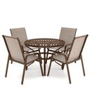 Ver imagem 1 de Mesa 4 cadeiras Ripado Piscina Alumínio Marrom e tela Mocca