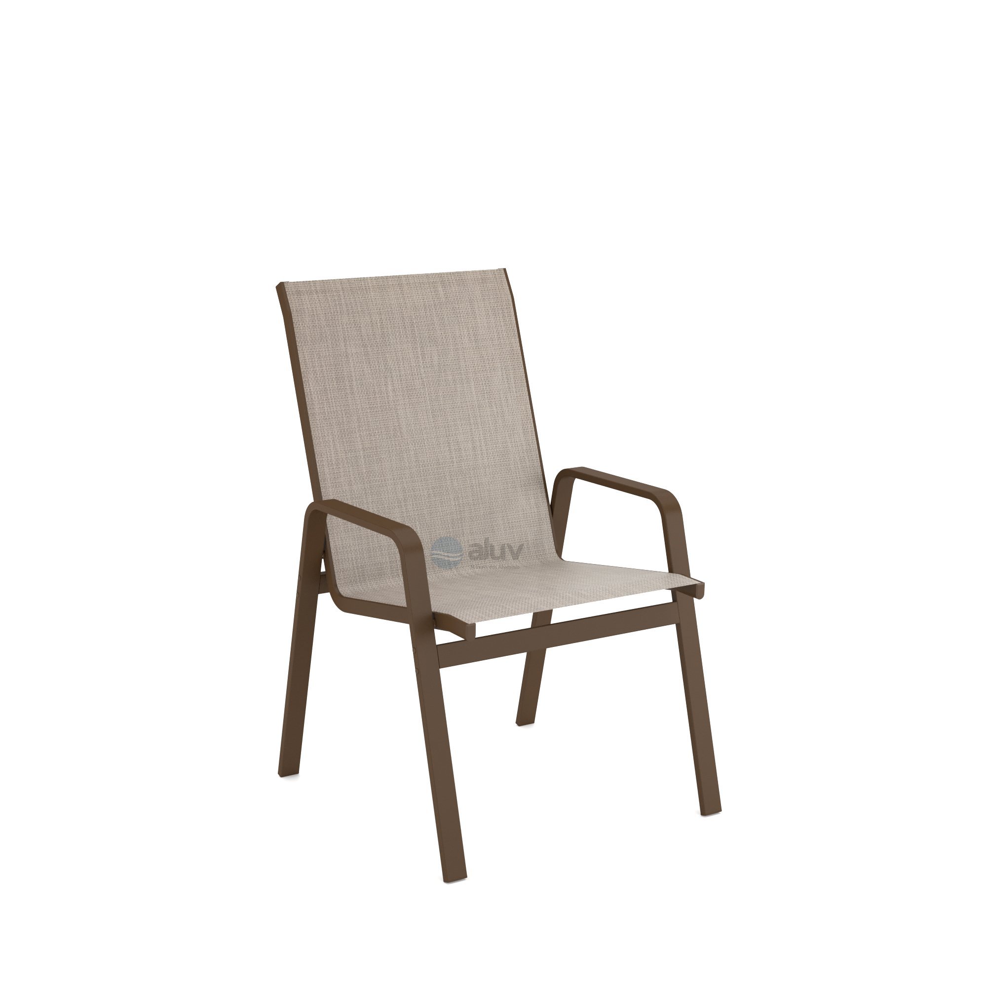 Mesa 4 cadeiras Ripado Piscina Alumínio Marrom e tela Mocca - 2