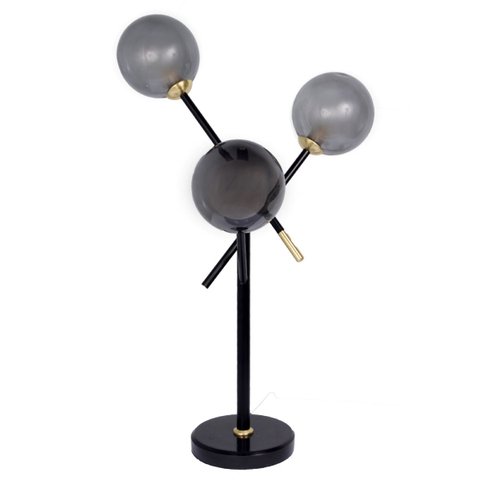 Abajur Luminária Tripla Sala Metal Preto Fosco Luxo Moderno