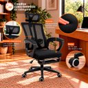 Ver imagem 4 de Cadeira de Escritório Presidente Paris Ergonômica Tela Mesh Reclinável com Apoio para Pés Preto
