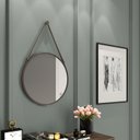 Ver imagem 3 de Espelho Redondo 56cm Suporte Cinta em Couro Sintético Movelbento