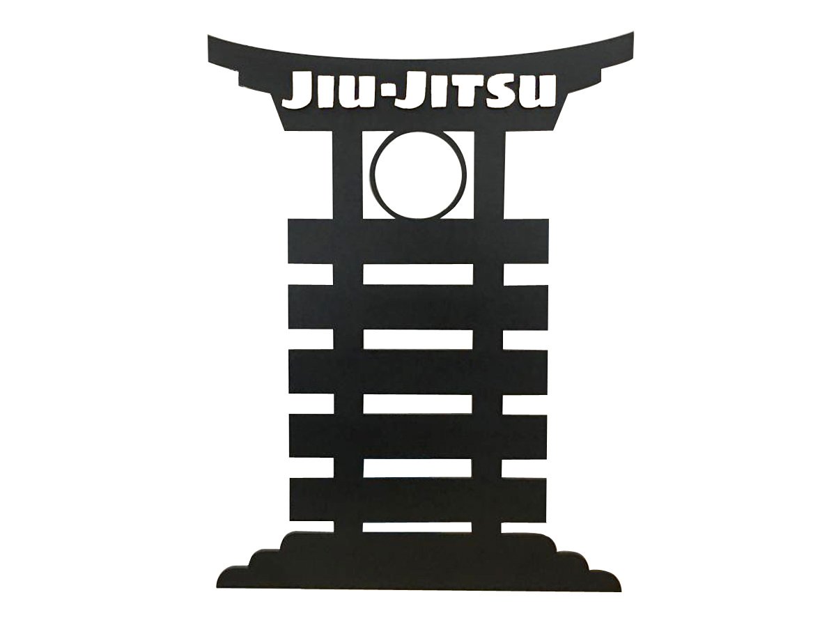 Porta Faixa De Jiu Jitsu Quadro Mdf Preto + Abraçadeiras 1386 - 1