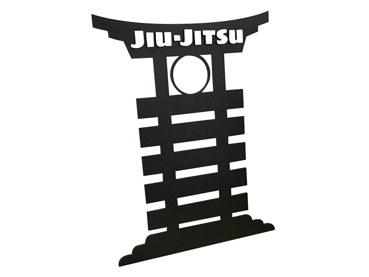 Porta Faixa De Jiu Jitsu Quadro Mdf Preto + Abraçadeiras 1386 - 2
