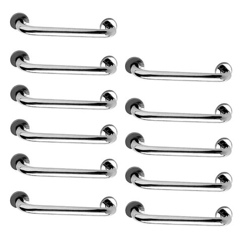 Alça de Apoio 30cm Inox Barra de Segurança Kit 11 Unidades Anti Queda Evita Acidente Idosos Crianças