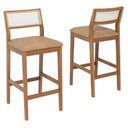 Ver imagem 1 de Kit 2 Banquetas Alta com Encosto Bella Madeira Maciça Tauari Corino Kaki Natuem