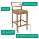 Ver imagem 4 de Kit 2 Banquetas Alta com Encosto Bella Madeira Maciça Tauari Corino Kaki Natuem