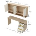 Ver imagem 3 de Conjunto Escrivaninha 3 Gavetas Armário Aéreo 4 Portas e Nicho LED Office Elegance Bege/Galiano Grann/Argila