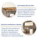 Ver mais imagens de Conjunto Escrivaninha 3 Gavetas Armário Aéreo 4 Portas e Nicho LED Office Elegance Bege/Galiano Grann/Argila