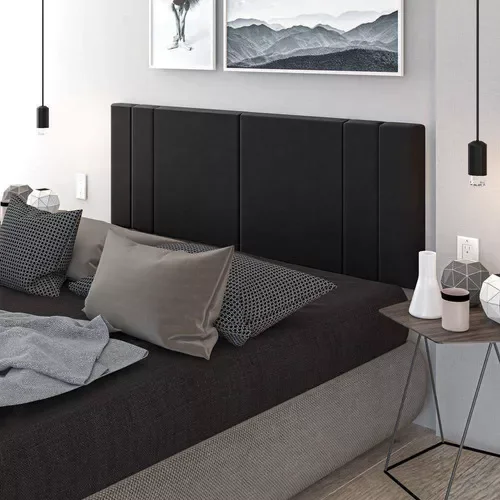Ver imagem 2 de Cabeceira Queen Tulipa Estofada Suspensa Moderna - 1,60 Metros - Preto Suede