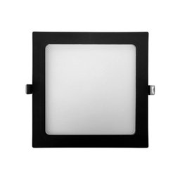 Plafon Painel Led Embutir Quadrado 18w 3000k Preto Luz Quente Decoração - 1