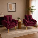 Ver imagem 1 de Kit 2 Poltronas Decorativa Estofada Sala Quarto Escritório Opala Madeira