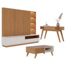 Ver imagem 1 de Estante Home Theater Cancún Freijó Off White Matte com Mesa de Centro Jeri Freijó Off White e