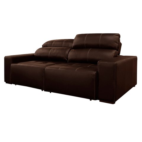 Sofá de Couro 2 Lugares Alabama 230cm USB M06 Cor Café 490 - Amarena Móveis SOFÁ 2 LUGARES 3 LUGARES
