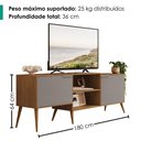 Ver imagem 3 de Rack Bancada para TV 65 pol 2 Portas 180 cm Prime Carvalho Cinza Rudk