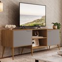 Ver imagem 2 de Rack Bancada para TV 65 pol 2 Portas 180 cm Prime Carvalho Cinza Rudk