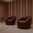 Ver imagem 1 de Kit 2 Poltrona Decorativa Fixa 87cm Hermon Courino Marrom- Sallar Home