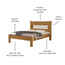 Ver imagem 3 de Cama Clara Casal Nature com Detalhe em Rattan de Mdf com Estrado Madeira