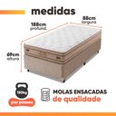 Ver imagem 3 de Cama Box Solteiro Molas Ensacadas Euro Pillow Double Face Pró Hotel 88x188x69cm Probel até 150kg