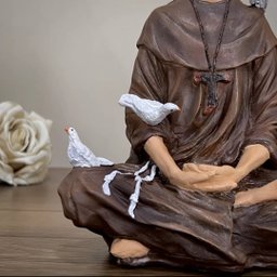 Imagem São Francisco de Assis Meditando 20cm Resina - 5