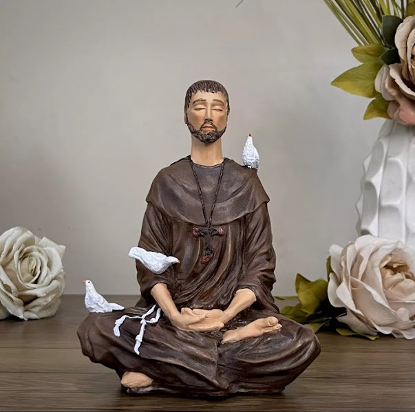 Imagem São Francisco de Assis Meditando 20cm Resina