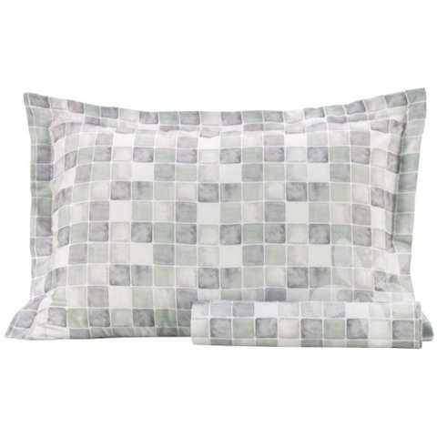 Jogo Cama Solteiro Mundo Kids 180 Fio Percal Fronha e Lençol - Squares