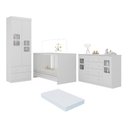 Ver imagem 1 de Quarto de Bebê Completo com Berço 3 em 1 com Colchão Incluso Brisa Multimóveis Mp4545 Branco